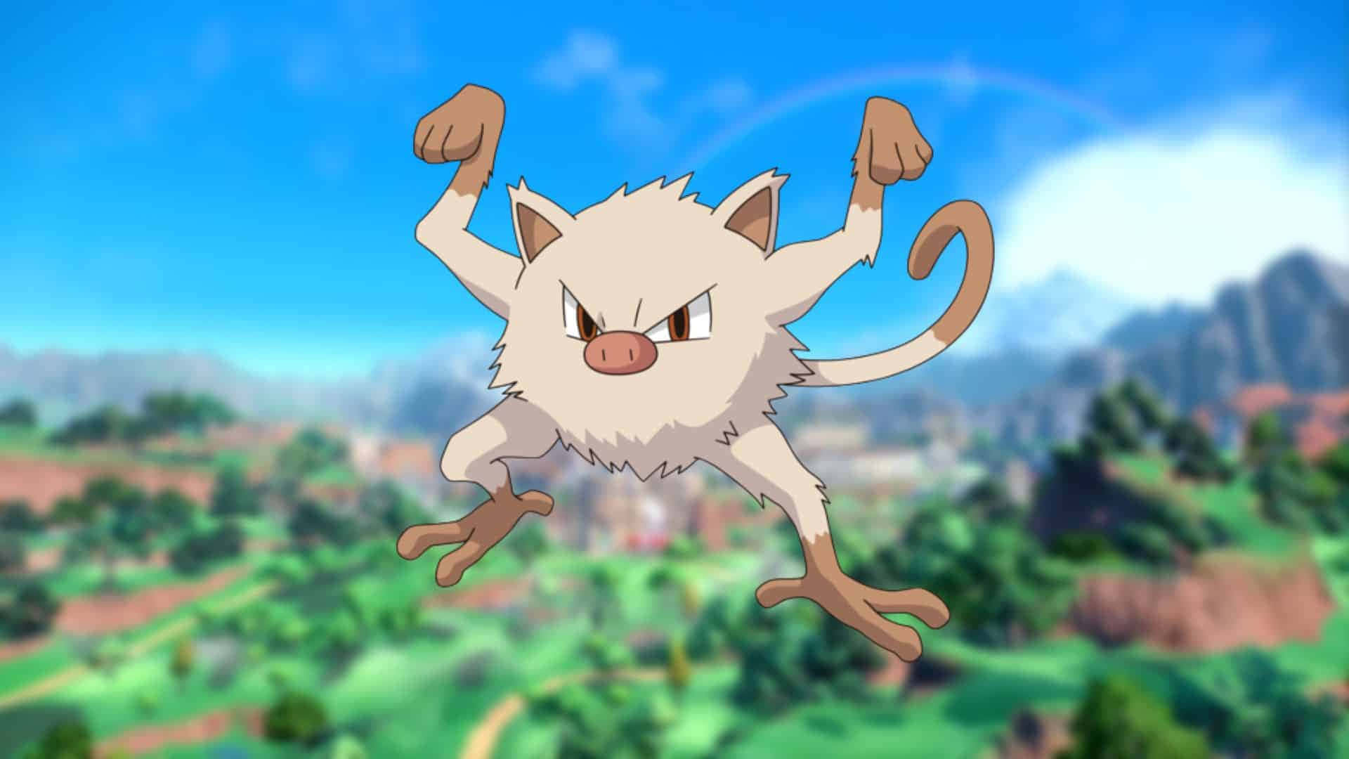 Mankey วิวัฒนาการ Primeape ภาพประกอบ 2D วอลเปเปอร์