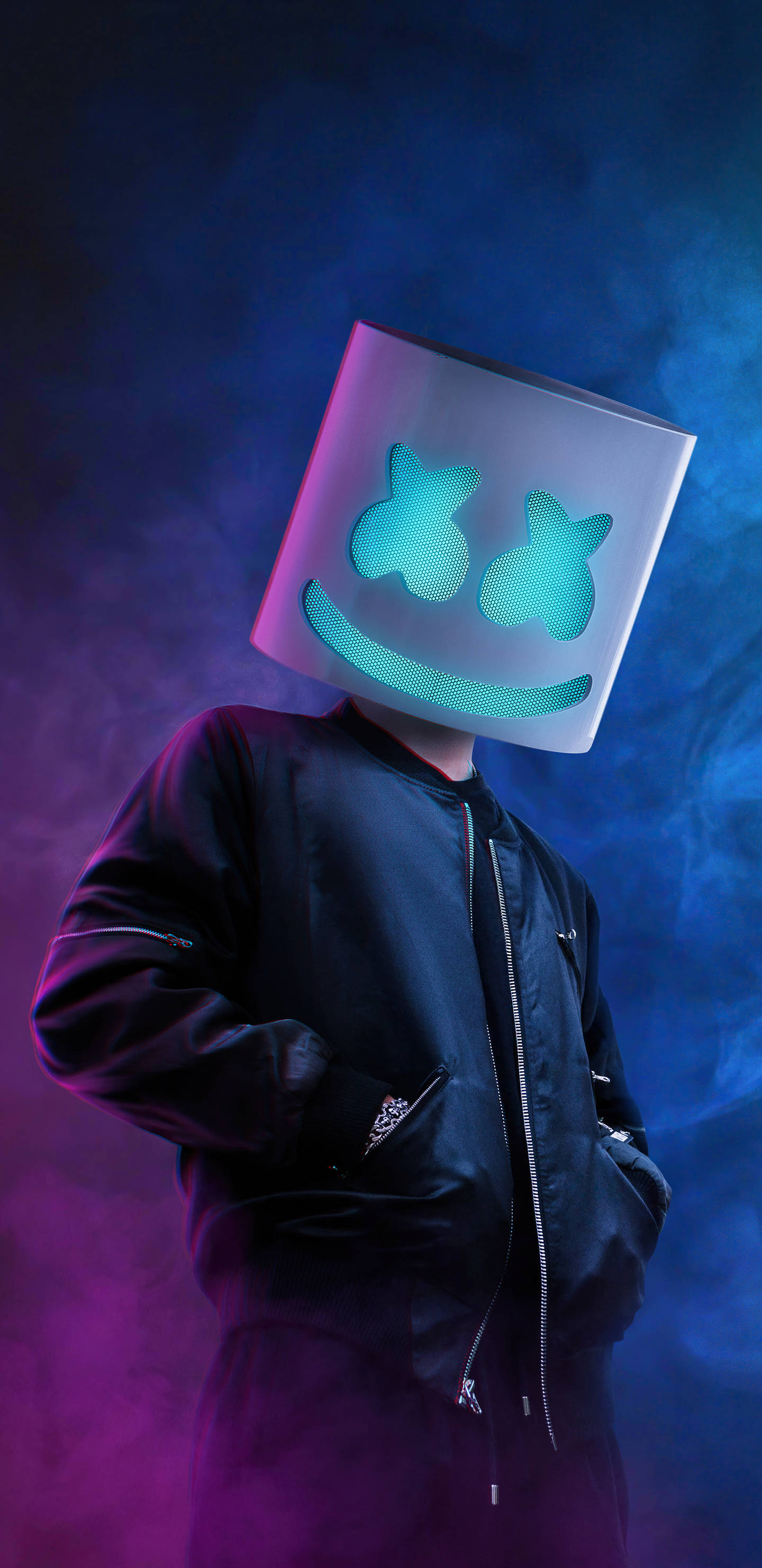 วอลเปเปอร์ Marshmello พื้นหลังสีฟ้า HD สำหรับ iPhone วอลเปเปอร์