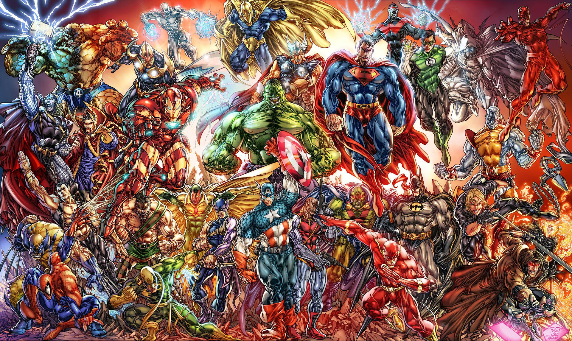 Marvel Comics สีสันสดใสและภาพวาดเรืองแสง — มาร์เวล วอลเปเปอร์
