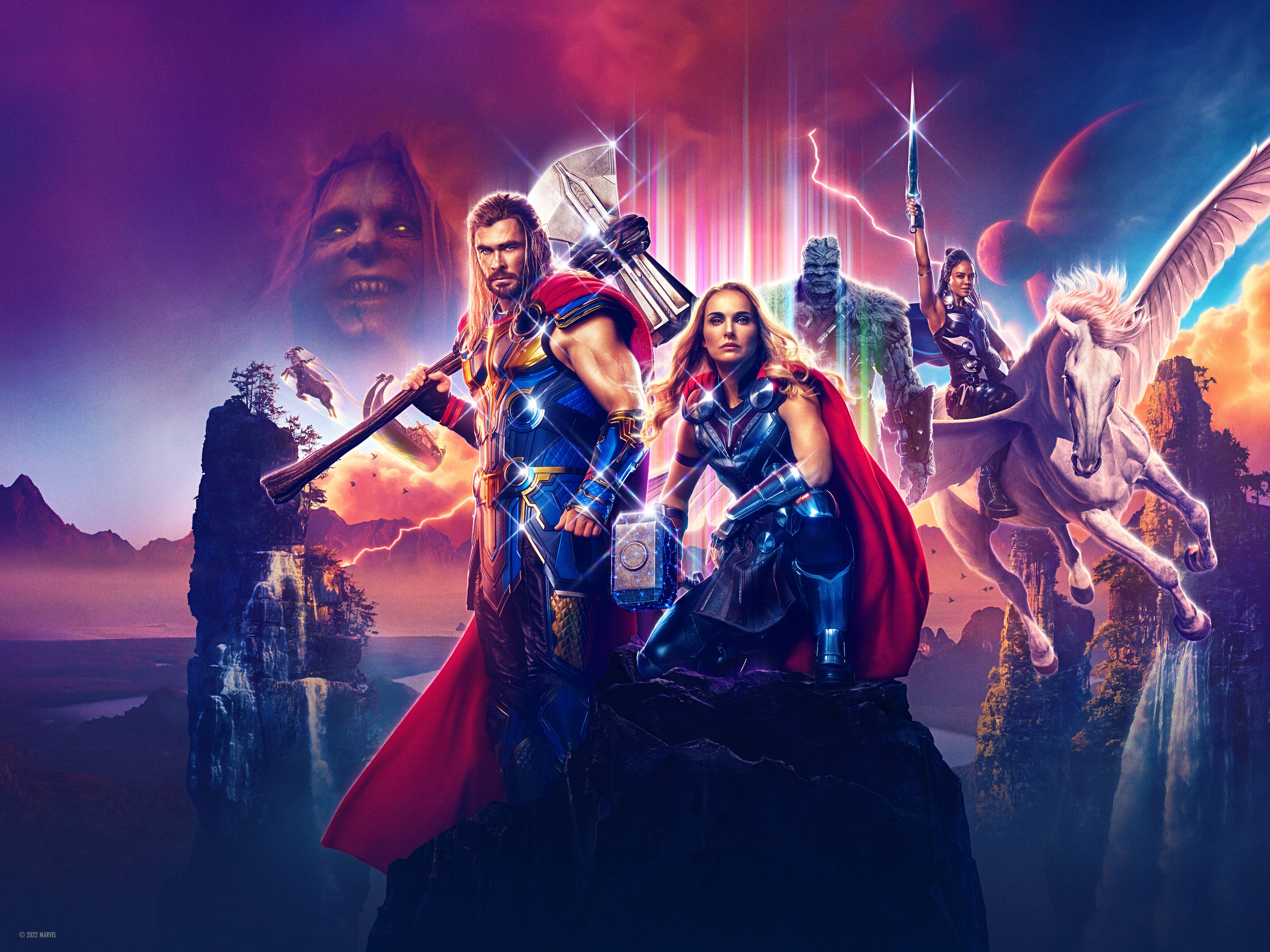 วอลเปเปอร์แล็ปท็อป Marvel เรื่อง Love and Thunder สไตล์ย้อนยุคสุดดราม่า วอลเปเปอร์