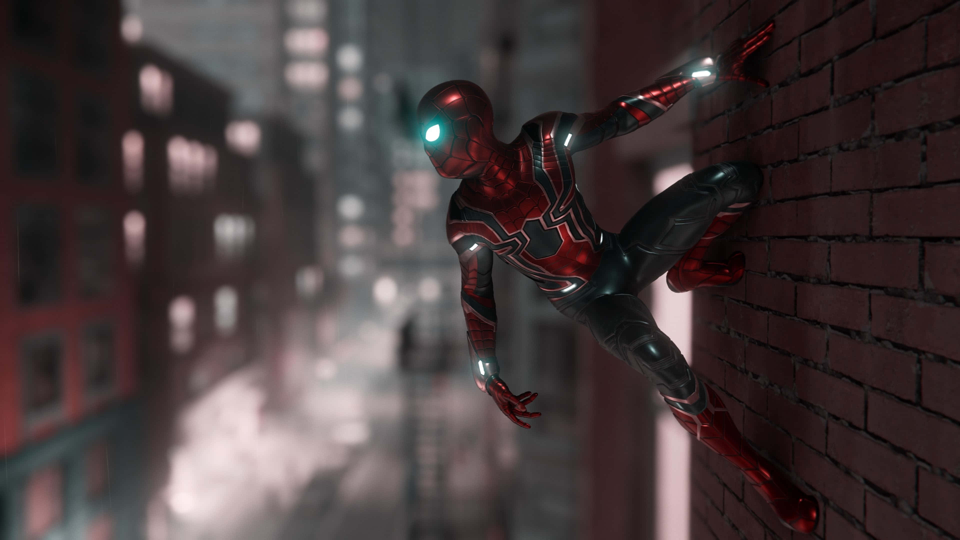 Marvel PS4 Spider-Man โพสท่าบนกำแพง วอลเปเปอร์
