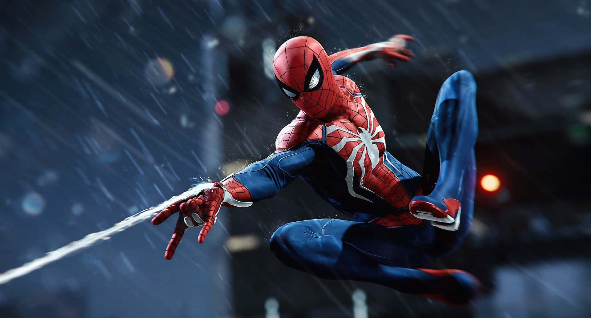 Marvel Ps4 สไปเดอร์แมนยิงใยท่ามกลางสายฝน วอลเปเปอร์