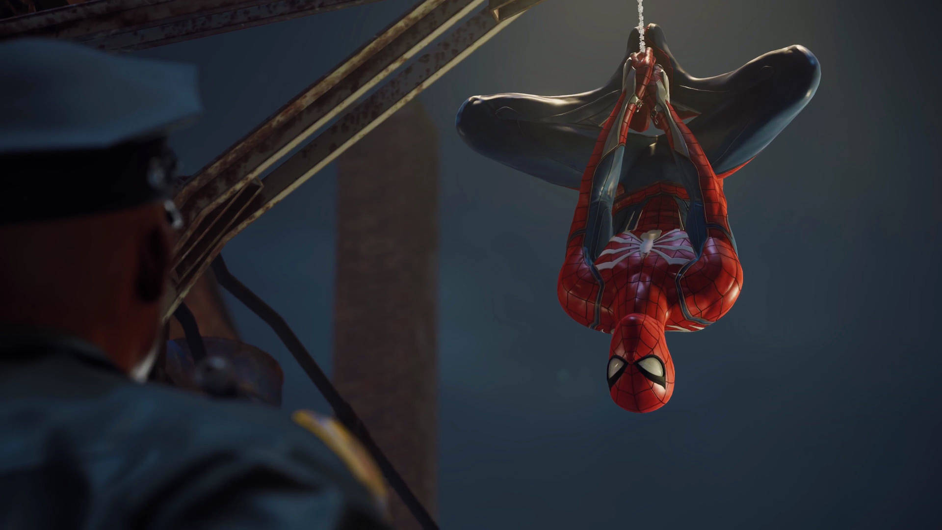 Marvel Spiderman ห้อยหัวลง 4K PS4 — สไปเดอร์แมน วอลเปเปอร์