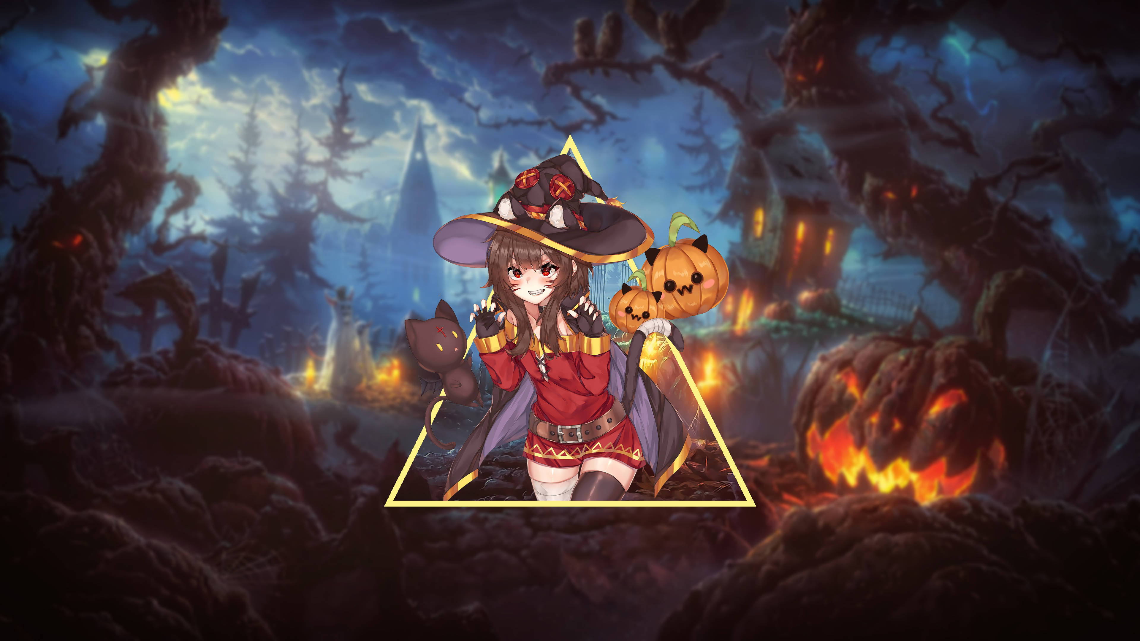Megumin ไลฟ์วันฮาโลวีนอนิเมะ วอลเปเปอร์
