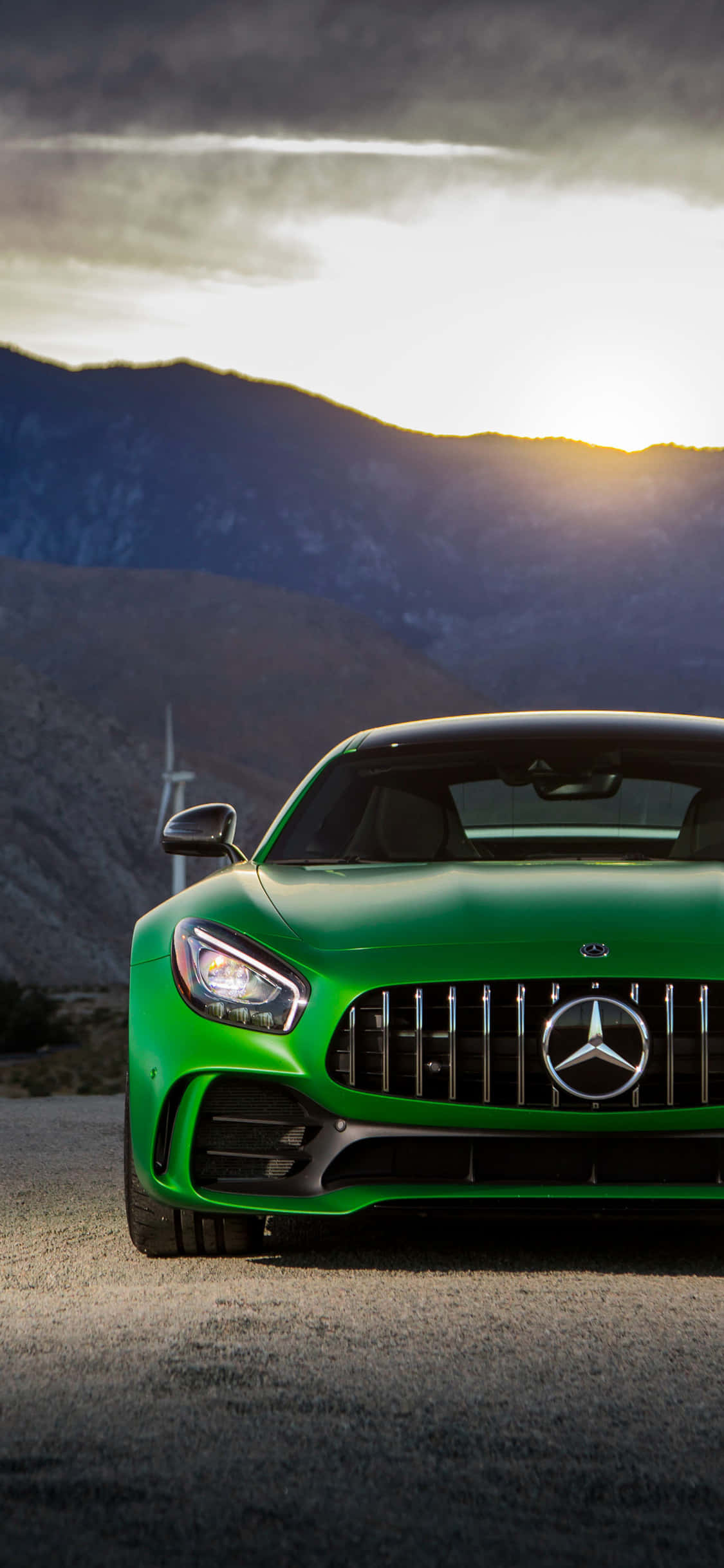 พื้นหลัง Mercedes Amg iPhone Xs 2018 GT R สีเขียว วอลเปเปอร์
