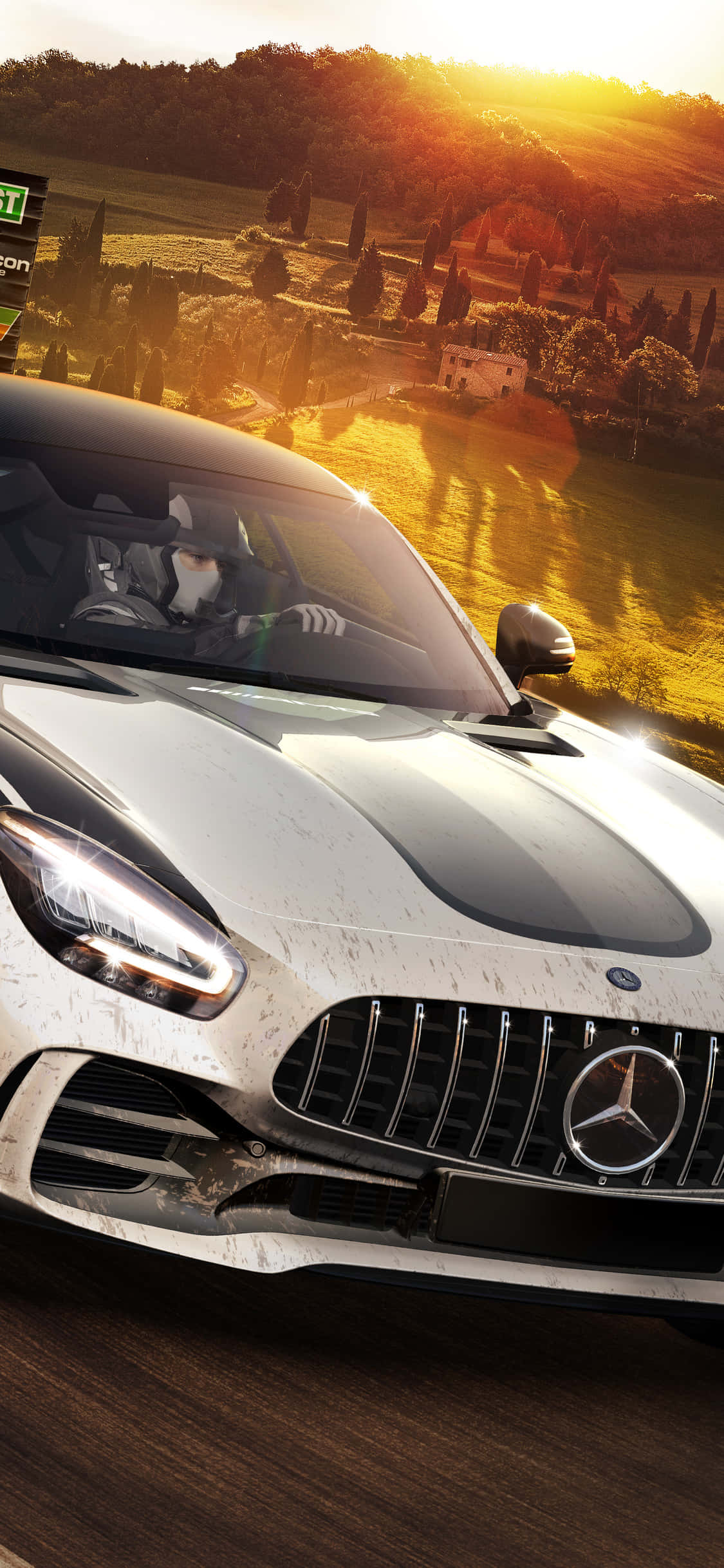 พื้นหลัง iPhone XS Max Project Cars 2 Mercedes Benz สีเงิน วอลเปเปอร์