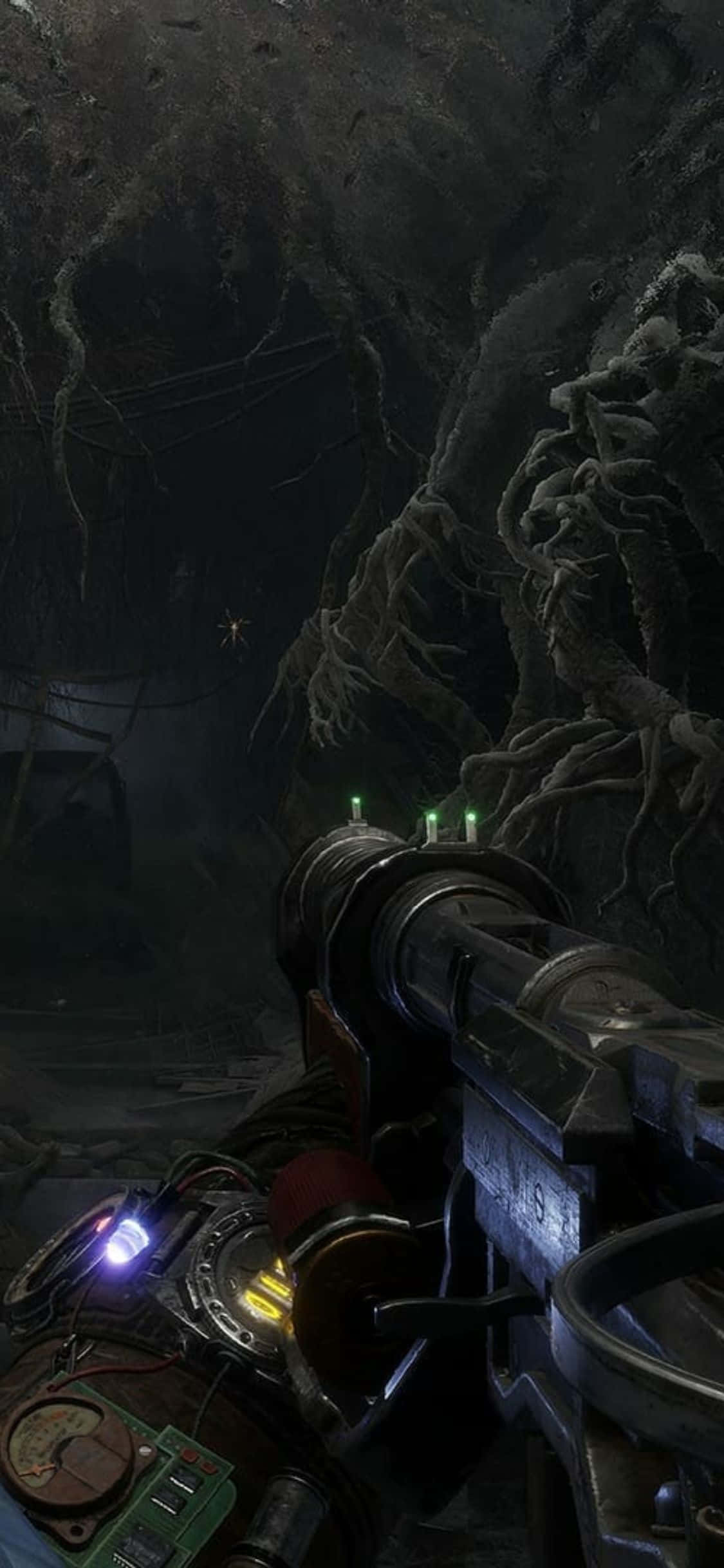 มุมมองบุคคลที่หนึ่งของโลกหลังหายนะ Metro Exodus ผ่านเลนส์ของ iPhone X วอลเปเปอร์