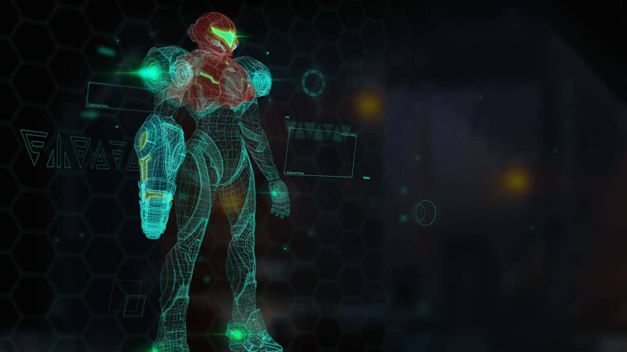 Metroid Dread Samus Aran นีออนน้ำเงิน วอลเปเปอร์