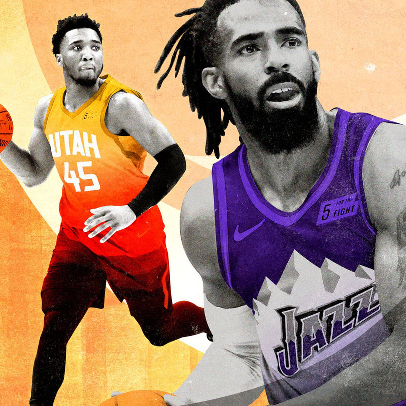 "ความร่วมมือในสนามของ Mike Conley และ Donovan Mitchell" วอลเปเปอร์