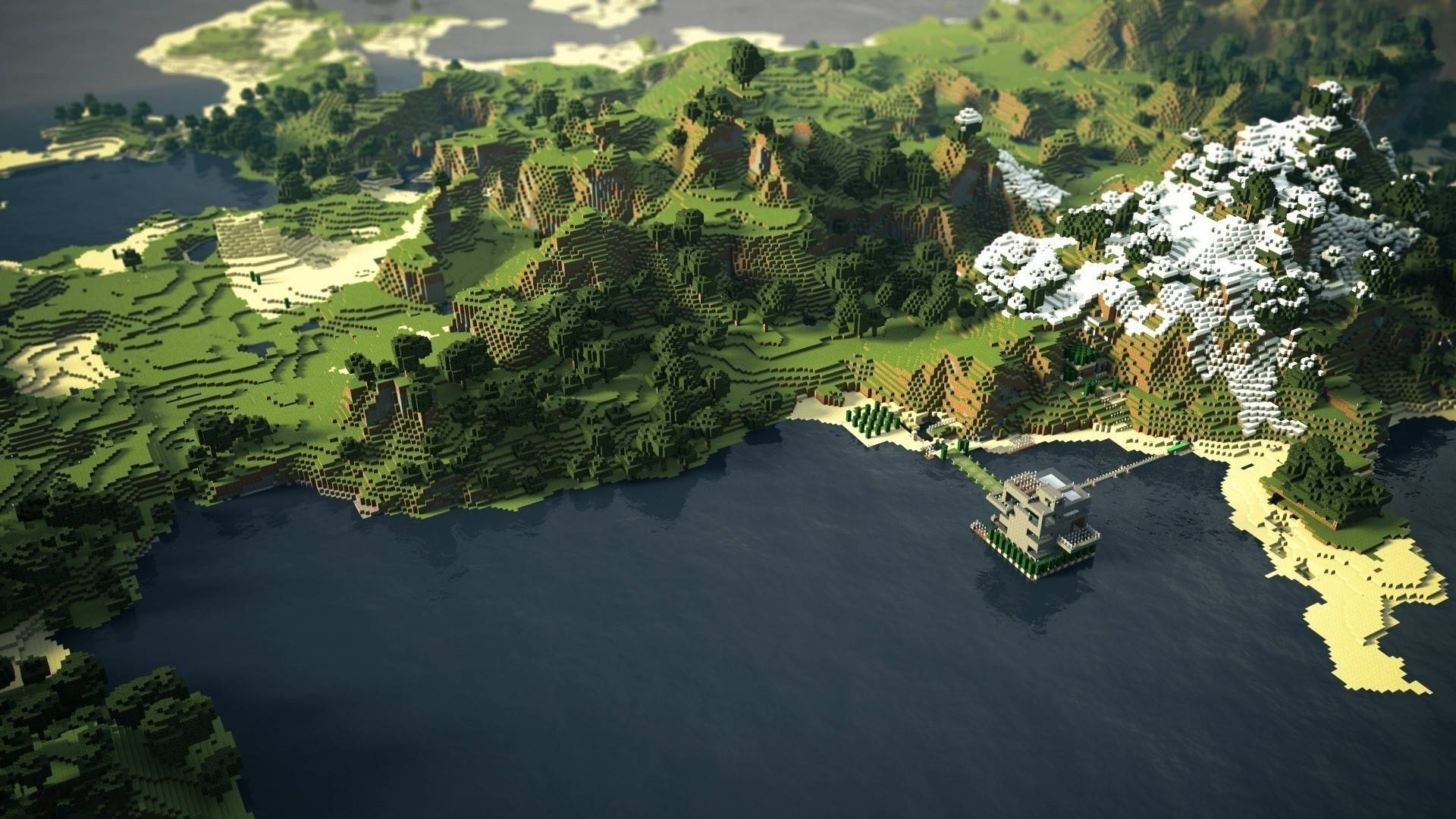 มุมมองของไบโอมป่าไม้ใน Minecraft วอลเปเปอร์