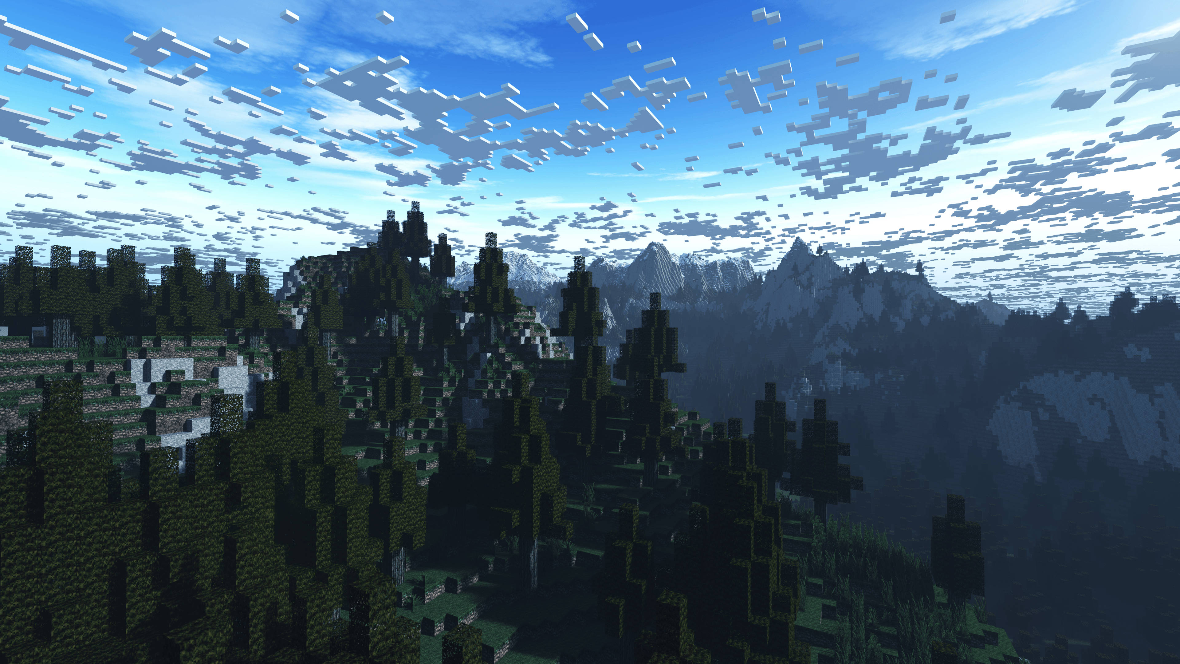 ทิวทัศน์ Minecraft อันน่าหลงใหล: เมฆเหนือป่าไม้ วอลเปเปอร์