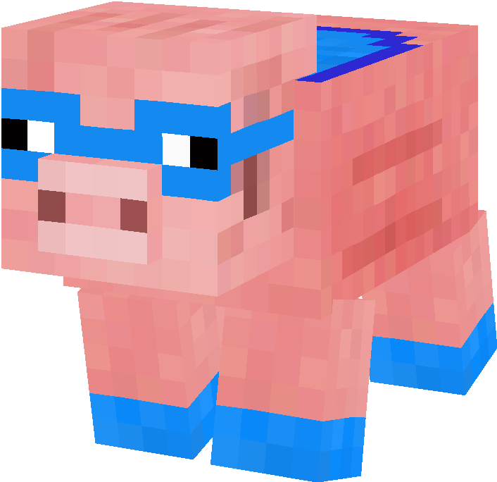 หมู Minecraft สวมแว่นสีฟ้า วอลเปเปอร์