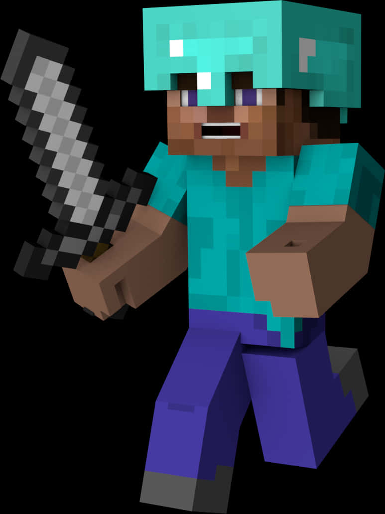 ตัวละคร Minecraft ถือดาบ วอลเปเปอร์