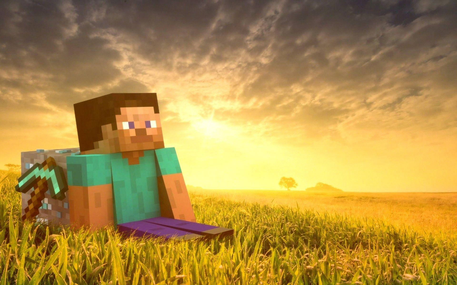 สำรวจความสุขของโลกใหม่กับ Minecraft Steve วอลเปเปอร์