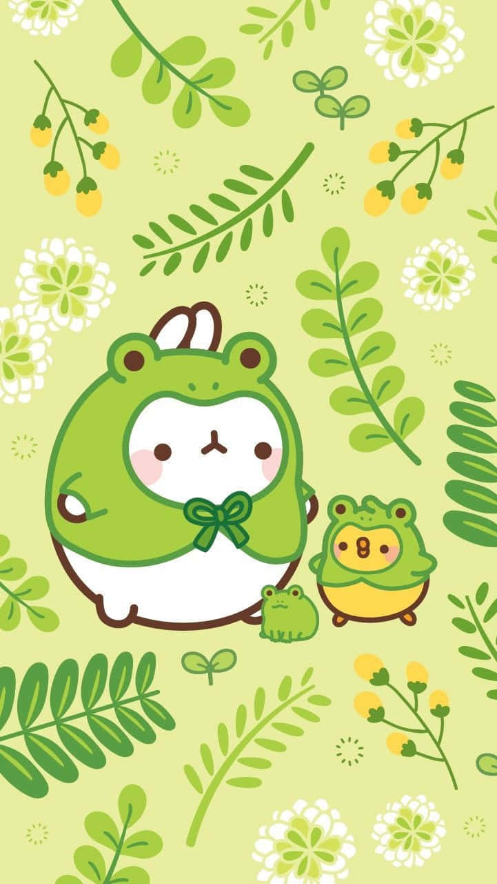 Molang และ Piu Piu สีเขียวสุดน่ารัก วอลเปเปอร์