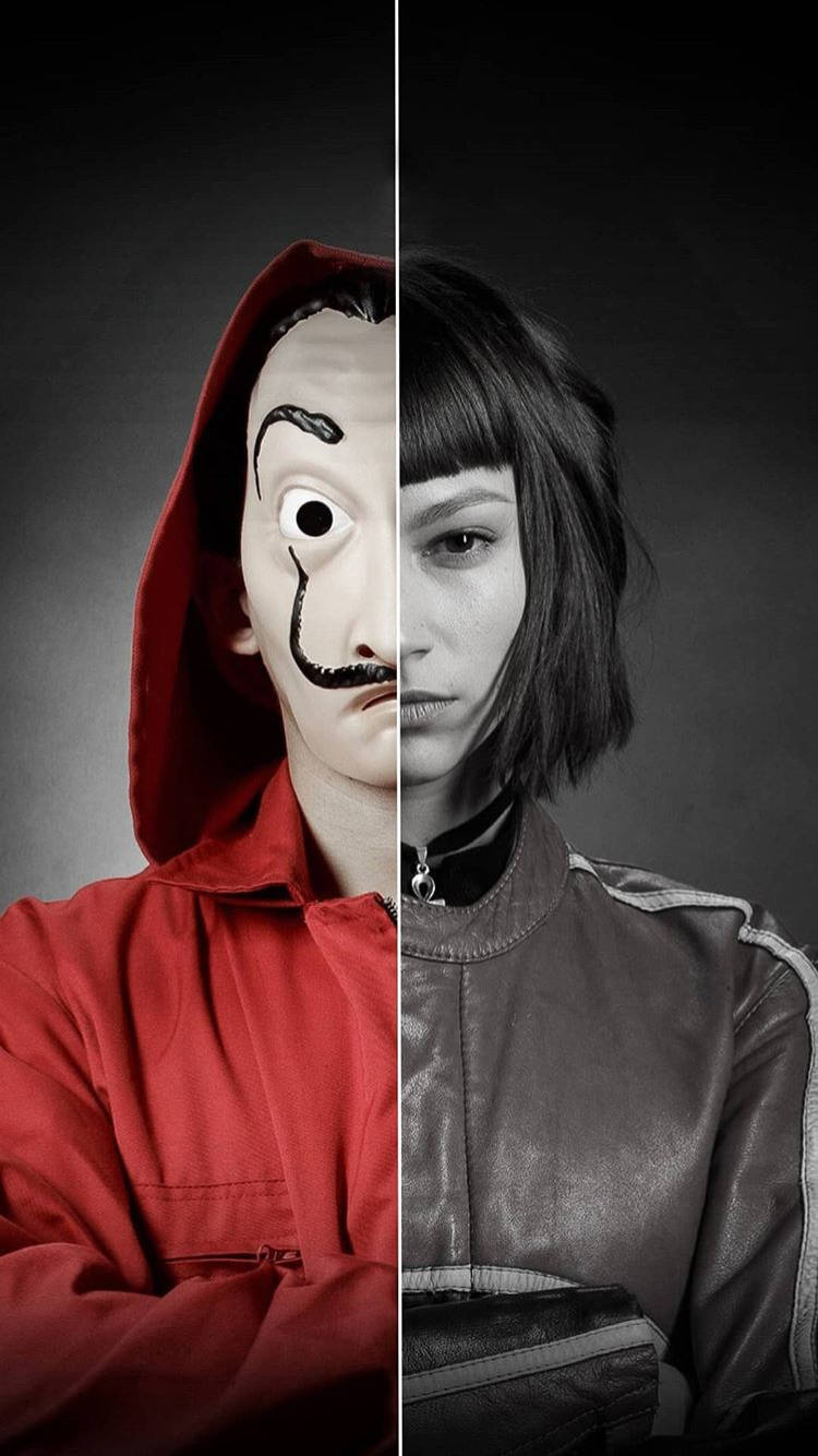 ภาพครึ่งหน้าตัวละครโตเกียว Money Heist วอลเปเปอร์