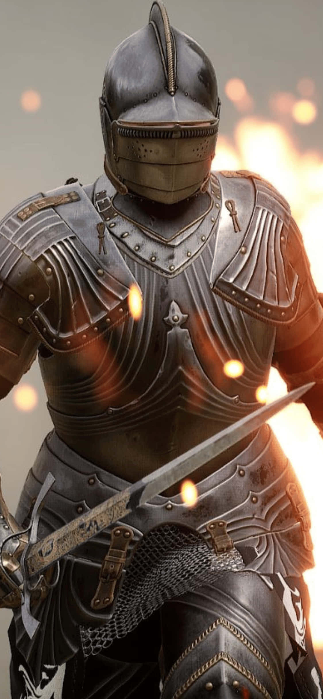 เอฟเฟกต์ไฟ พื้นหลัง Mordhau สำหรับ iPhone Xs วอลเปเปอร์