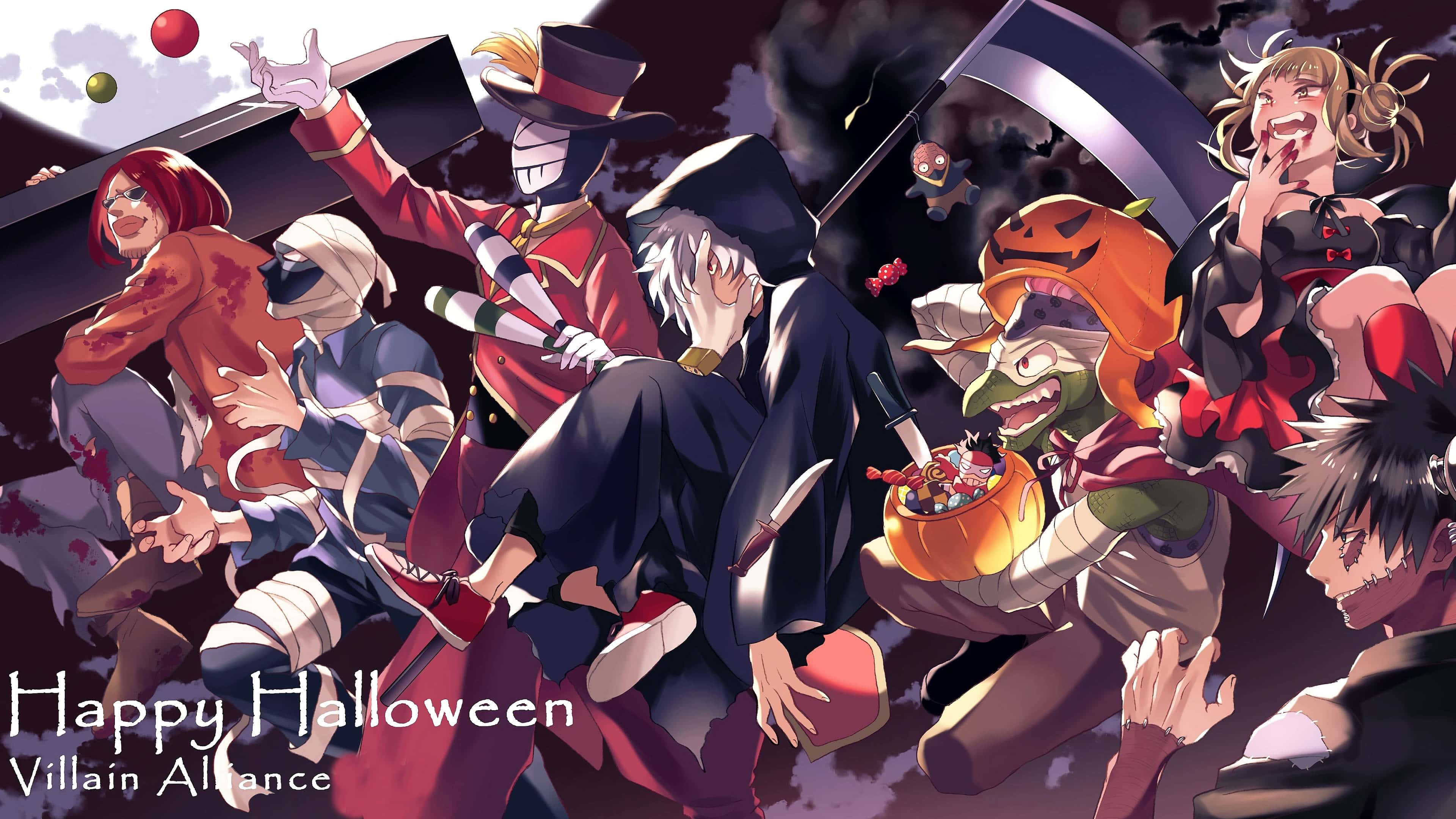 คำอวยพรฮาโลวีนจากลีกวายร้าย My Hero Academia วอลเปเปอร์
