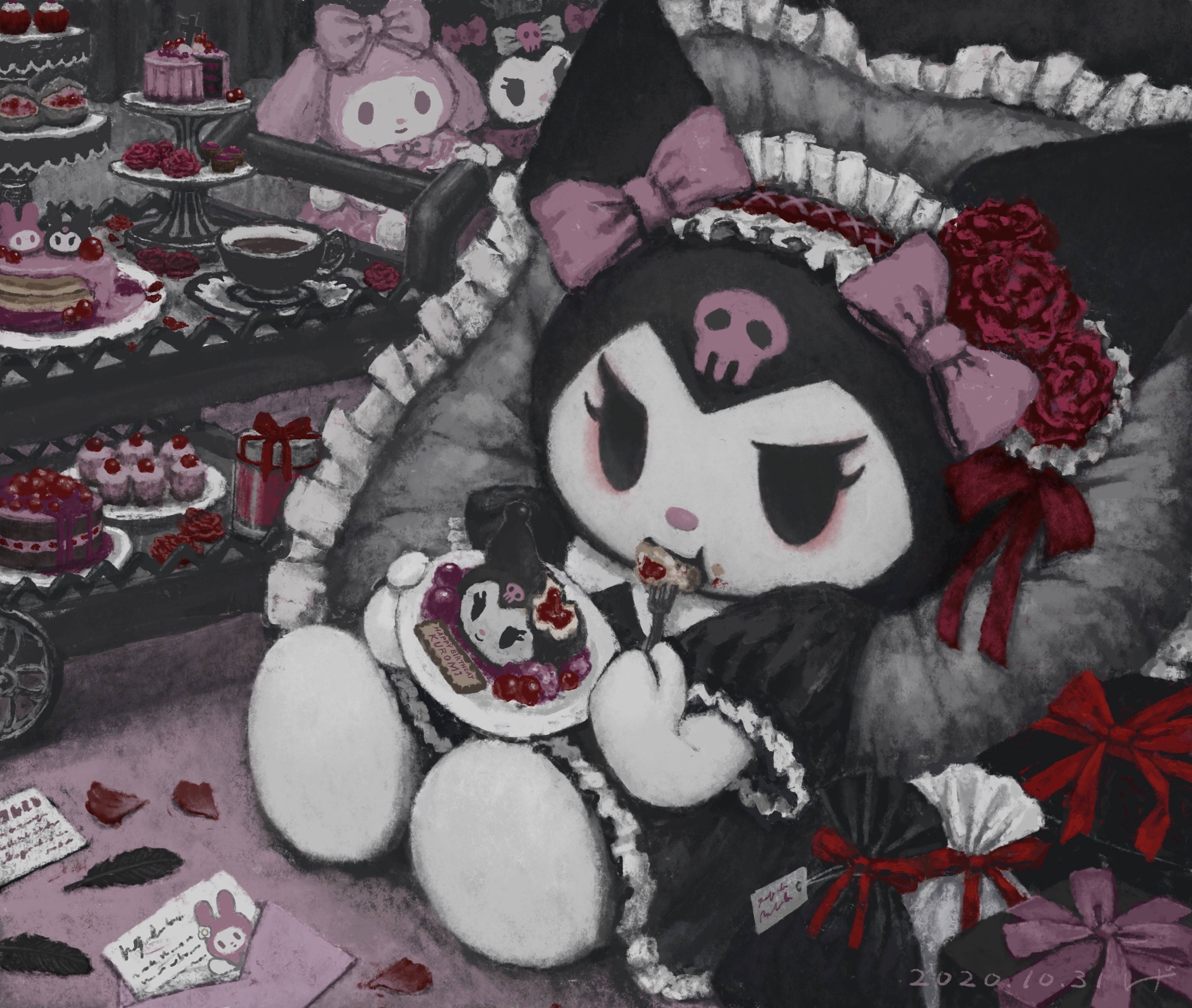 My Melody Kuromi งานศิลปะน่ารัก วอลเปเปอร์