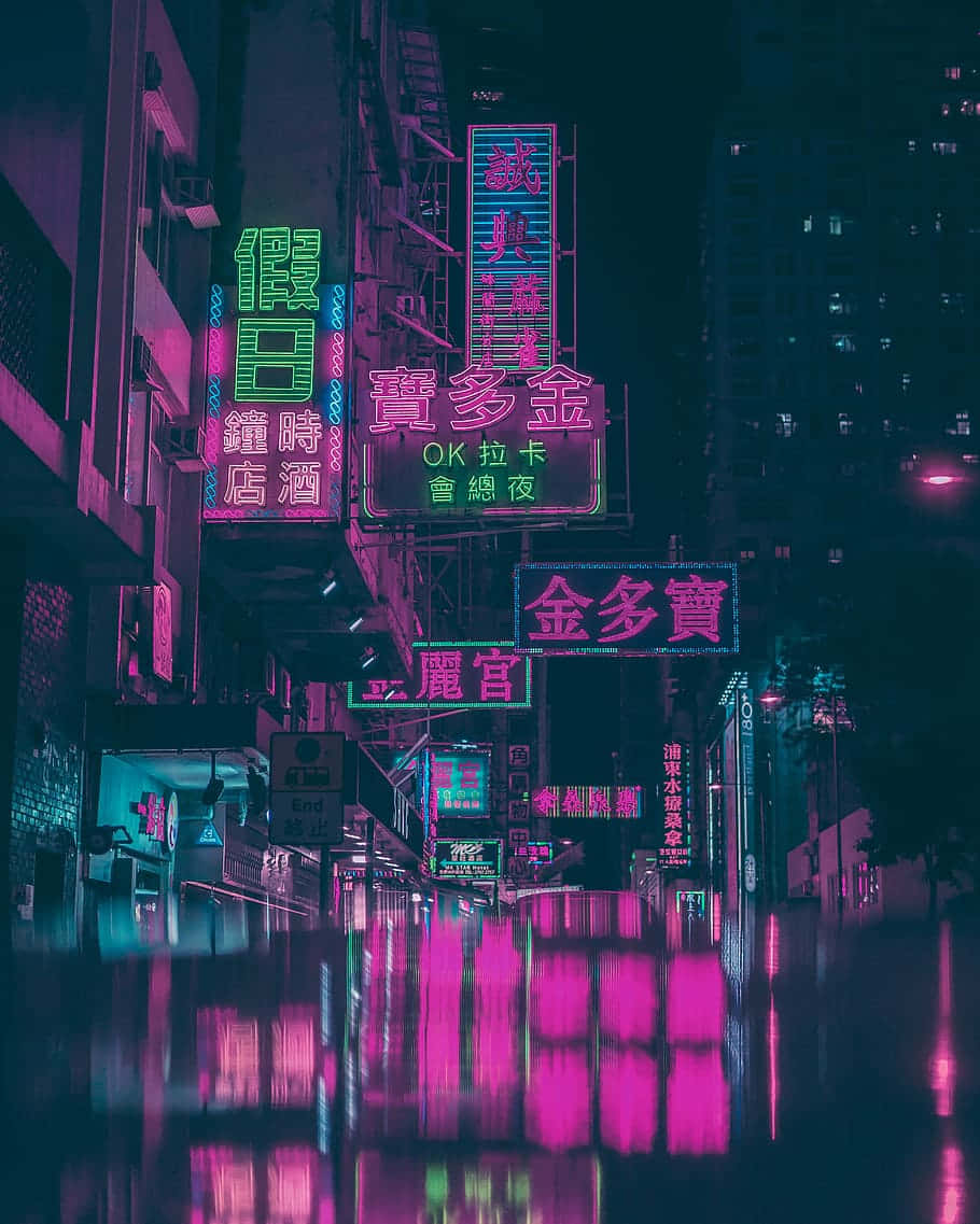 สัมผัสความคึกคักยามค่ำคืนของ Neon City วอลเปเปอร์
