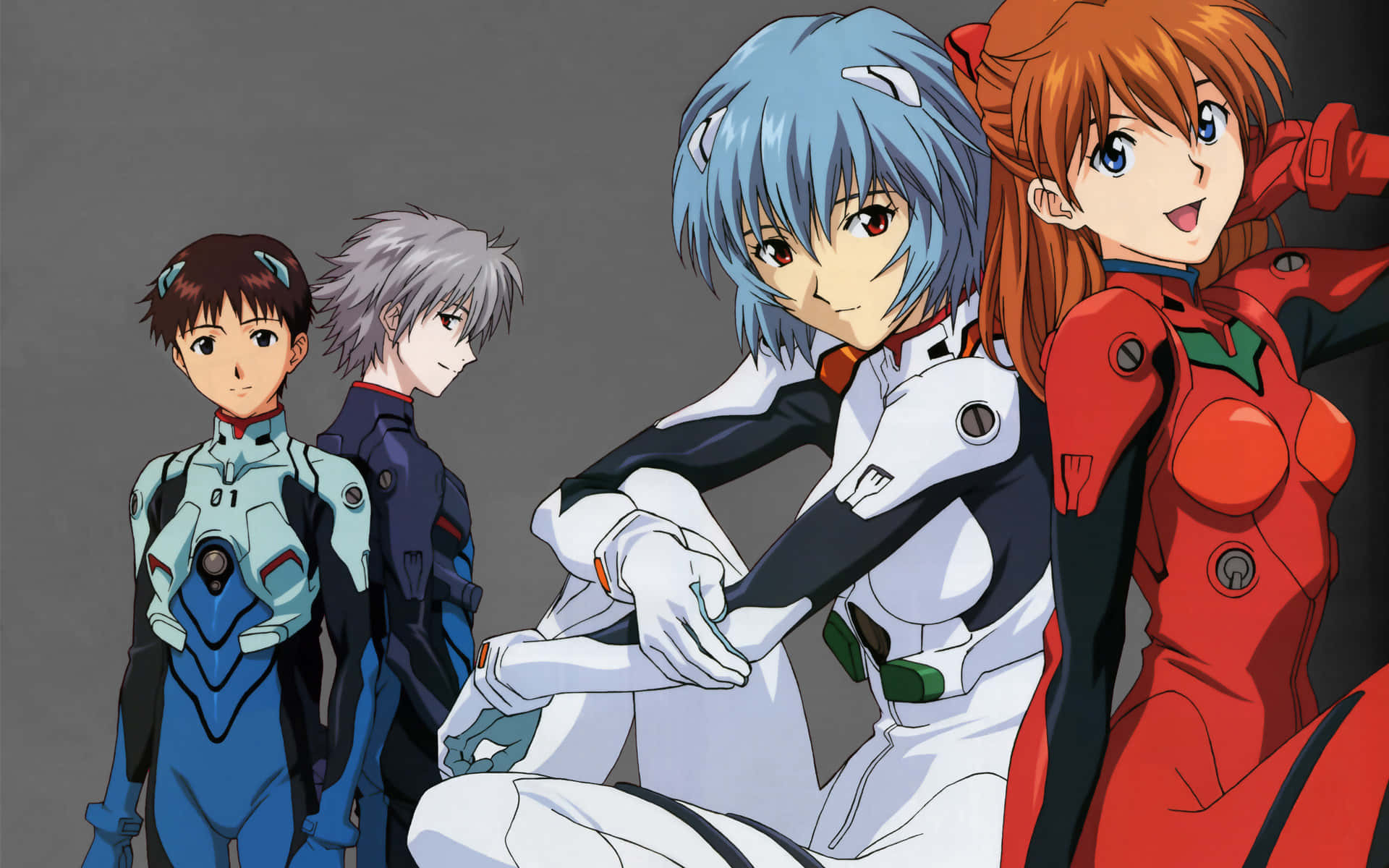อาสึกะและชินจิ สองตัวละครที่โด่งดังที่สุดจากเรื่อง Neon Genesis Evangelion วอลเปเปอร์