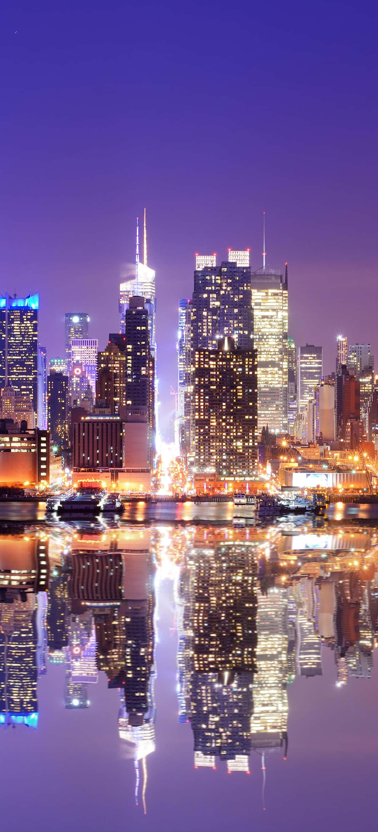New York City ภาพสะท้อนกลางคืน iPhone วอลเปเปอร์