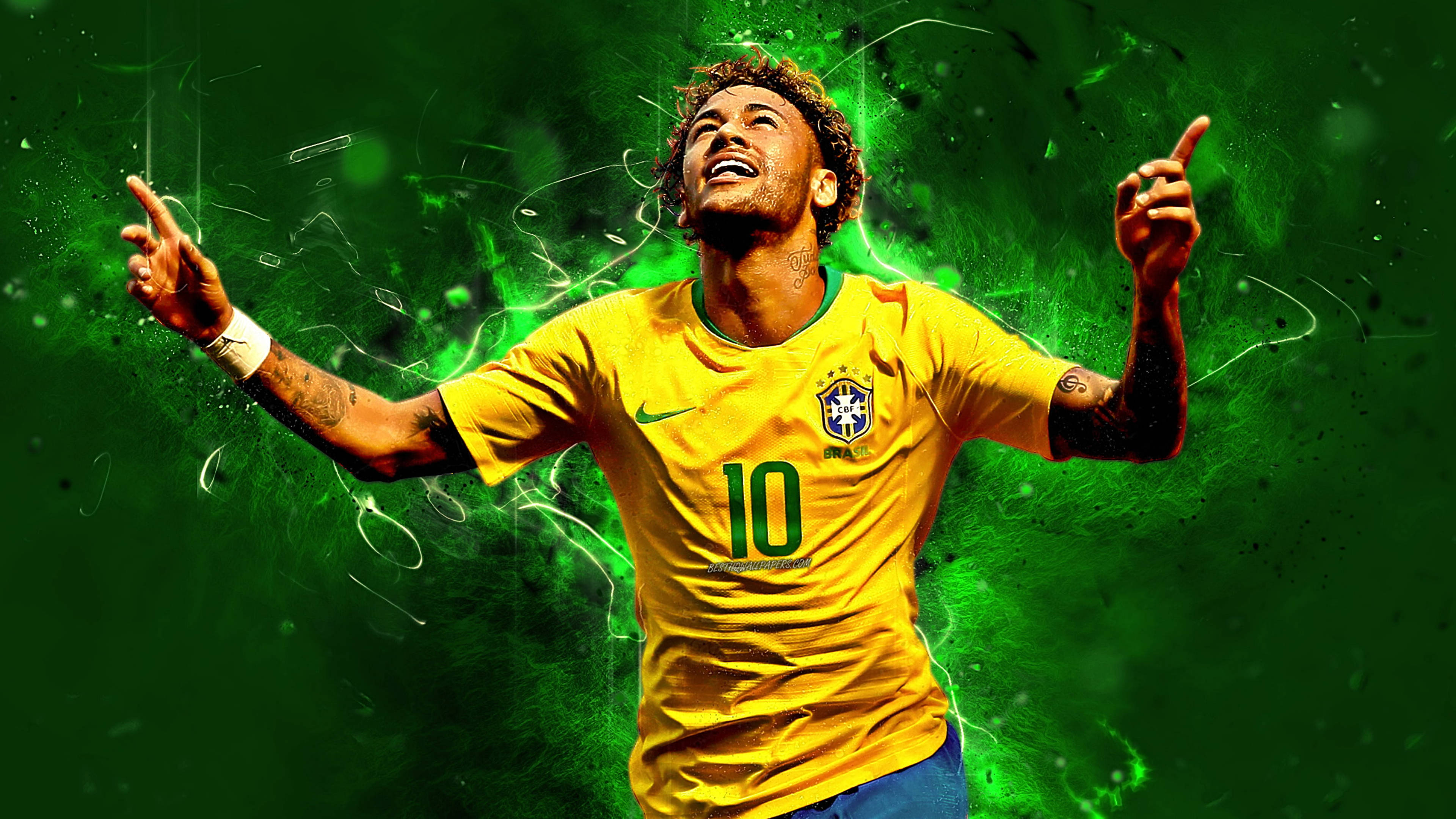 วอลเปเปอร์ Neymar 4K สีเขียวนีออน Fan Edit วอลเปเปอร์