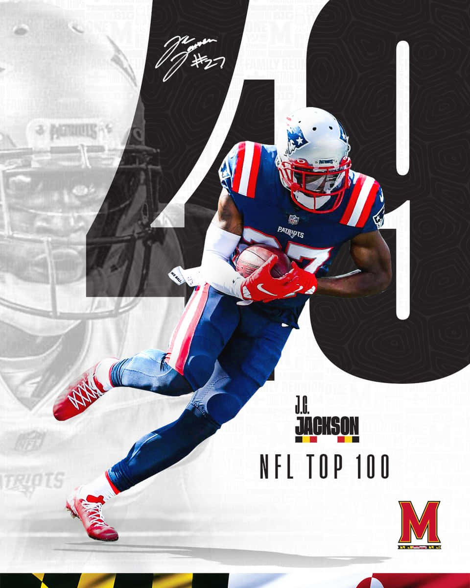 NFL Top 100 2021 อันดับ 49 นักฟุตบอลตำแหน่งคอร์เนอร์แบ็ก JC Jackson วอลเปเปอร์