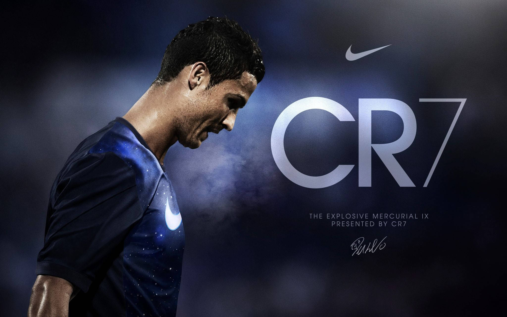 คริสเตียโน โรนัลโด สวมเสื้อ Nike CR7 อันเป็นสัญลักษณ์ วอลเปเปอร์