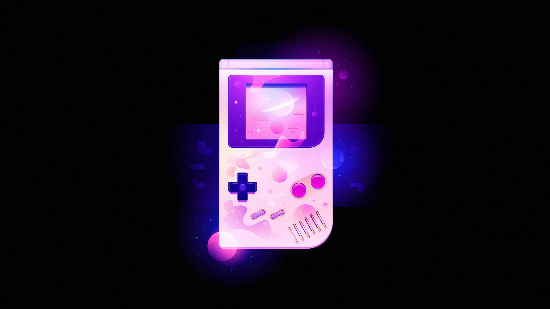 Nintendo Game Boy สีชมพูและฟ้าเรืองแสง วอลเปเปอร์
