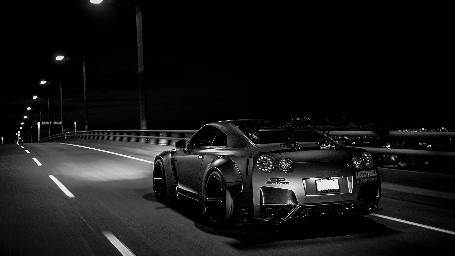 รถ Nissan GTR สีเดียวขาวดำ วอลเปเปอร์