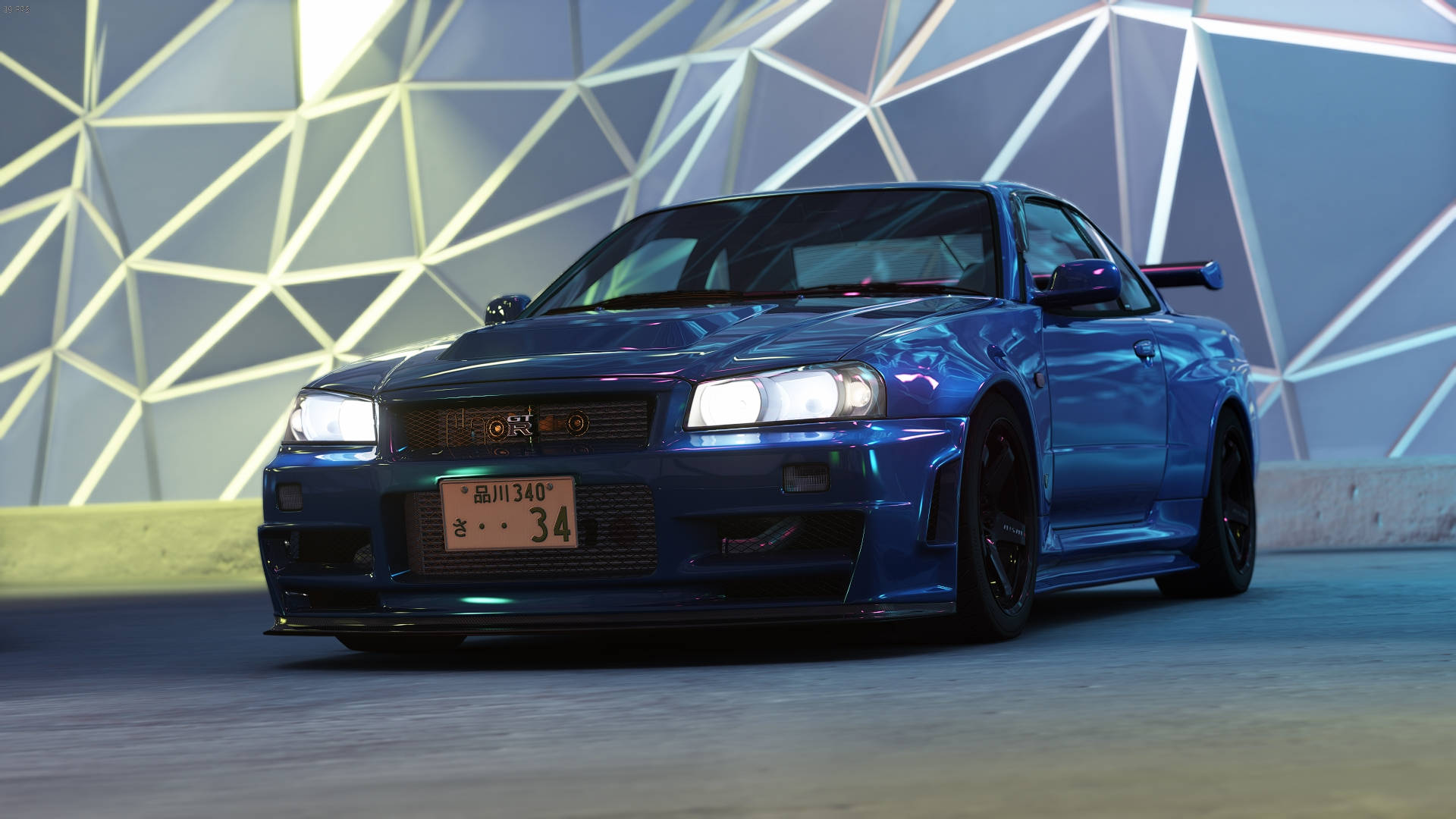 Nissan Skyline GTR R34 สีฟ้าสั่งทำ วอลเปเปอร์