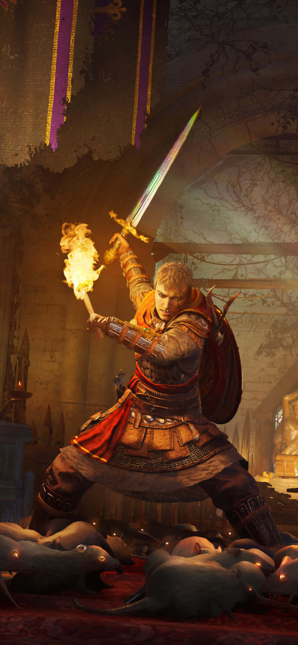 Norse Viking iPhone Xs Max พื้นหลัง Assassin's Creed Valhalla วอลเปเปอร์