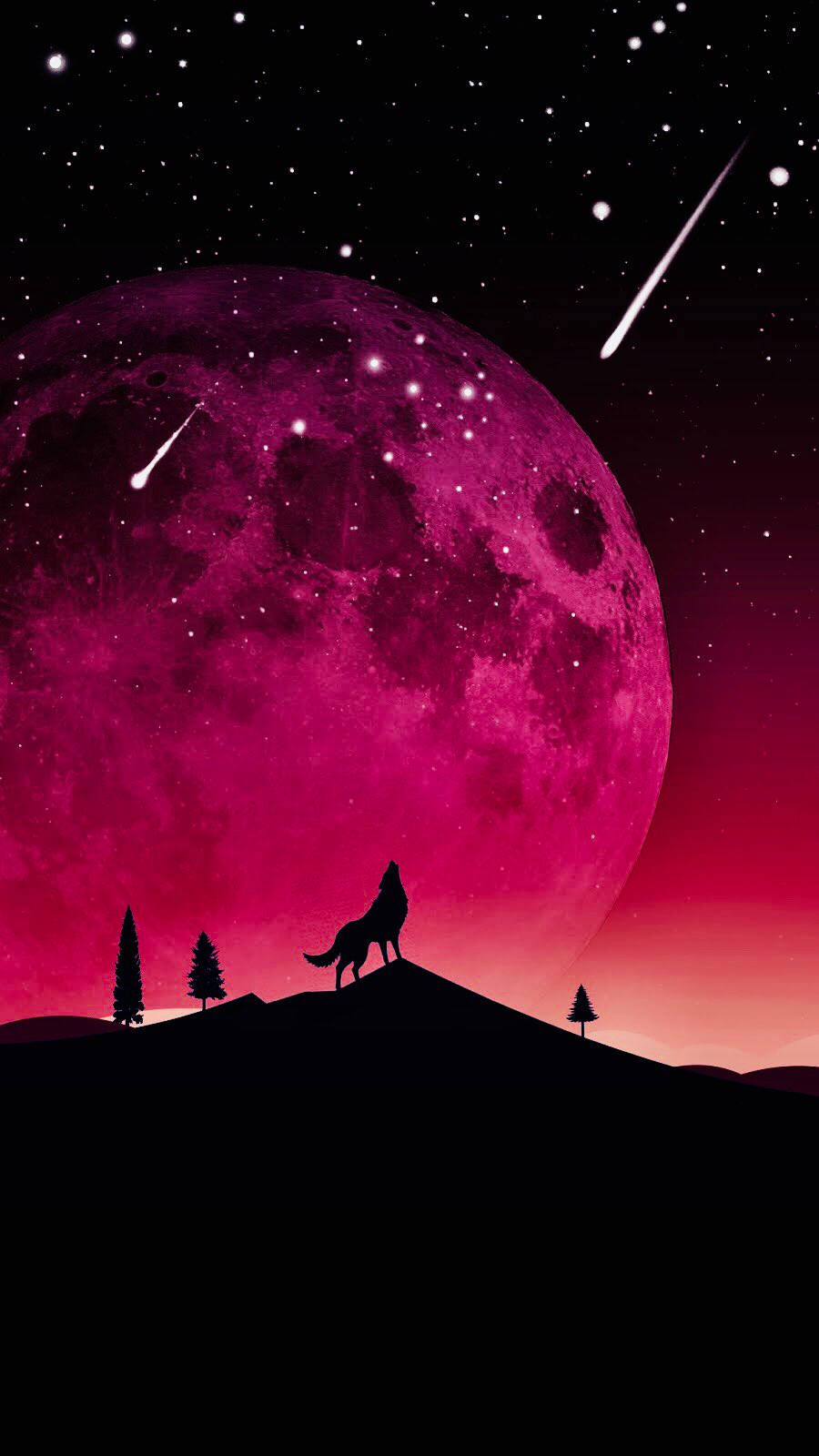 OLED Wolf Moon วอลเปเปอร์