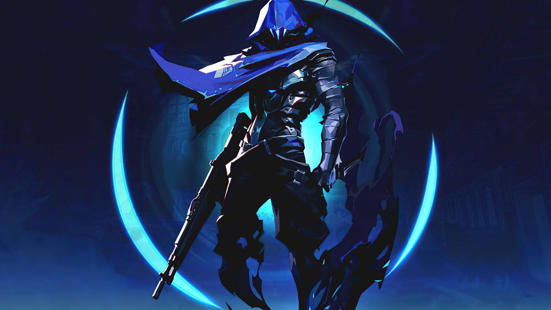 พื้นหลังสีน้ำเงิน Omen จากเกม Valorant วอลเปเปอร์