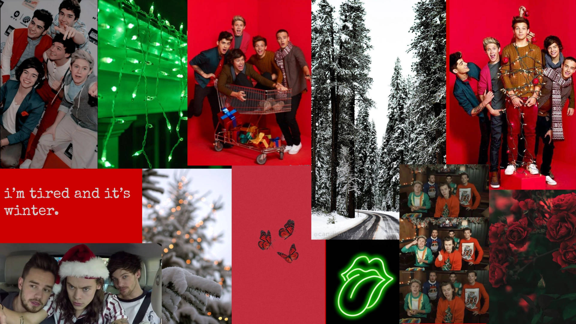 One Direction คริสต์มาสคอลลาจ วอลเปเปอร์