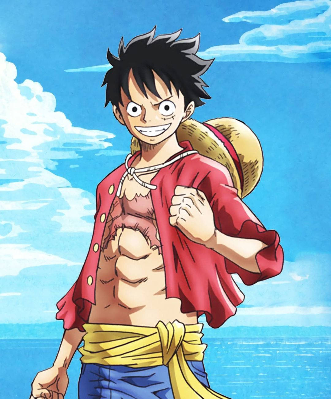 One Piece ลูฟี่ ท่าโพสสำเร็จ พร้อมเอฟเฟกต์ลม วอลเปเปอร์