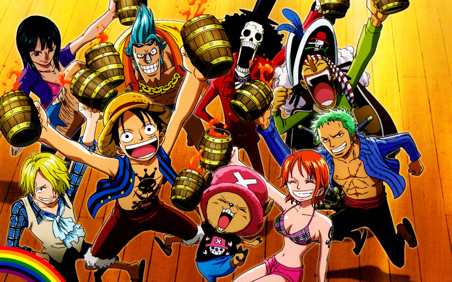 One Piece 4K แก้วไม้ทรงถัง วอลเปเปอร์