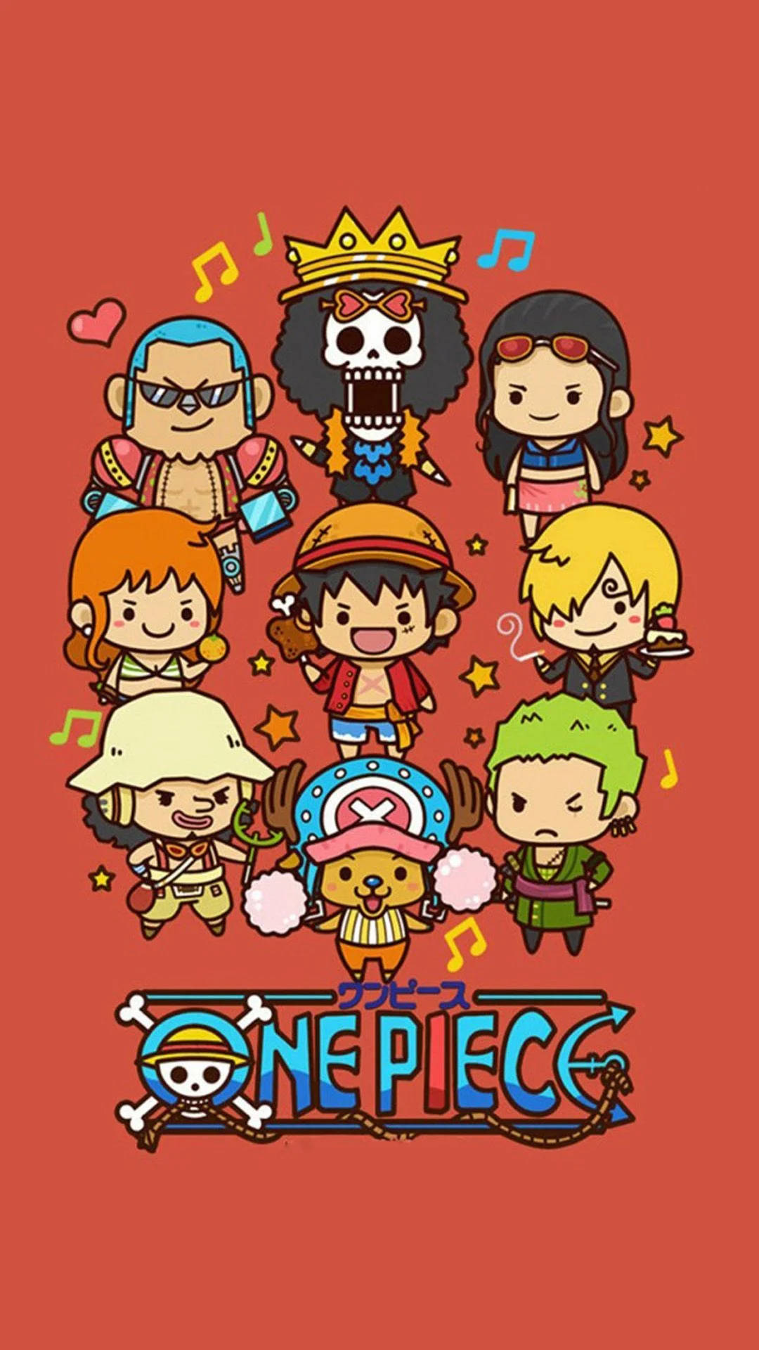 วอลเปเปอร์ One Piece สไตล์ชิบิสำหรับ iPhone วอลเปเปอร์