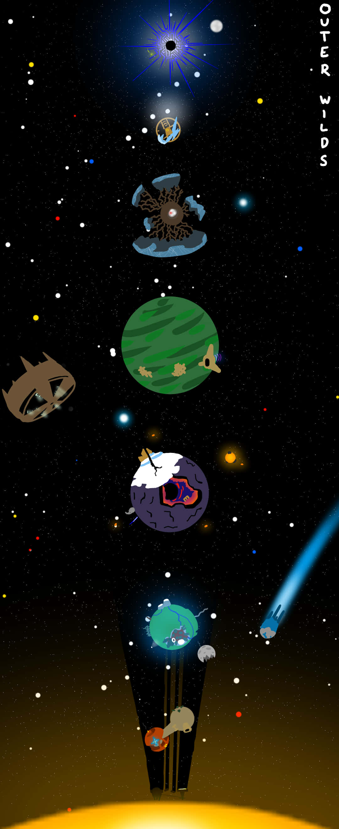 ไปสำรวจปริศนาเอเลียนโบราณของ Outer Wilds วอลเปเปอร์