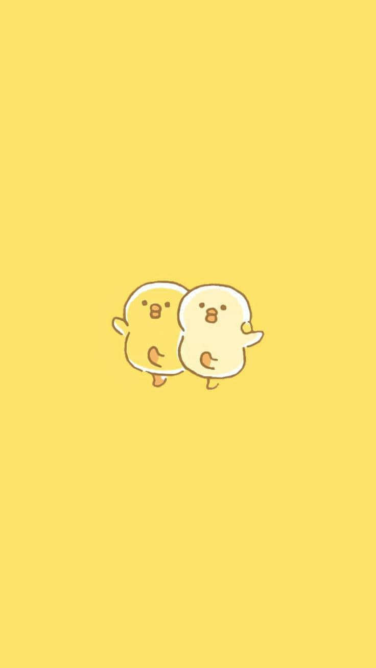 น่ารัก Pastel เหลือง ลูกเจี๊ยบเต้น วอลเปเปอร์