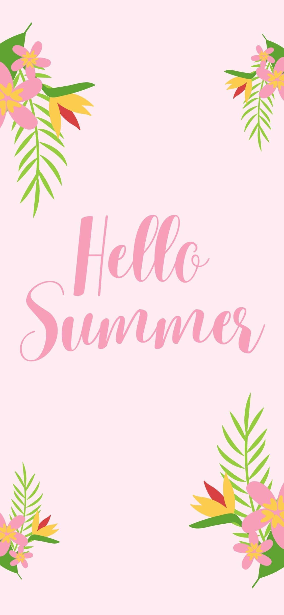 Pastel Pink Hello Summer พื้นหลังฤดูร้อน iPhone X วอลเปเปอร์