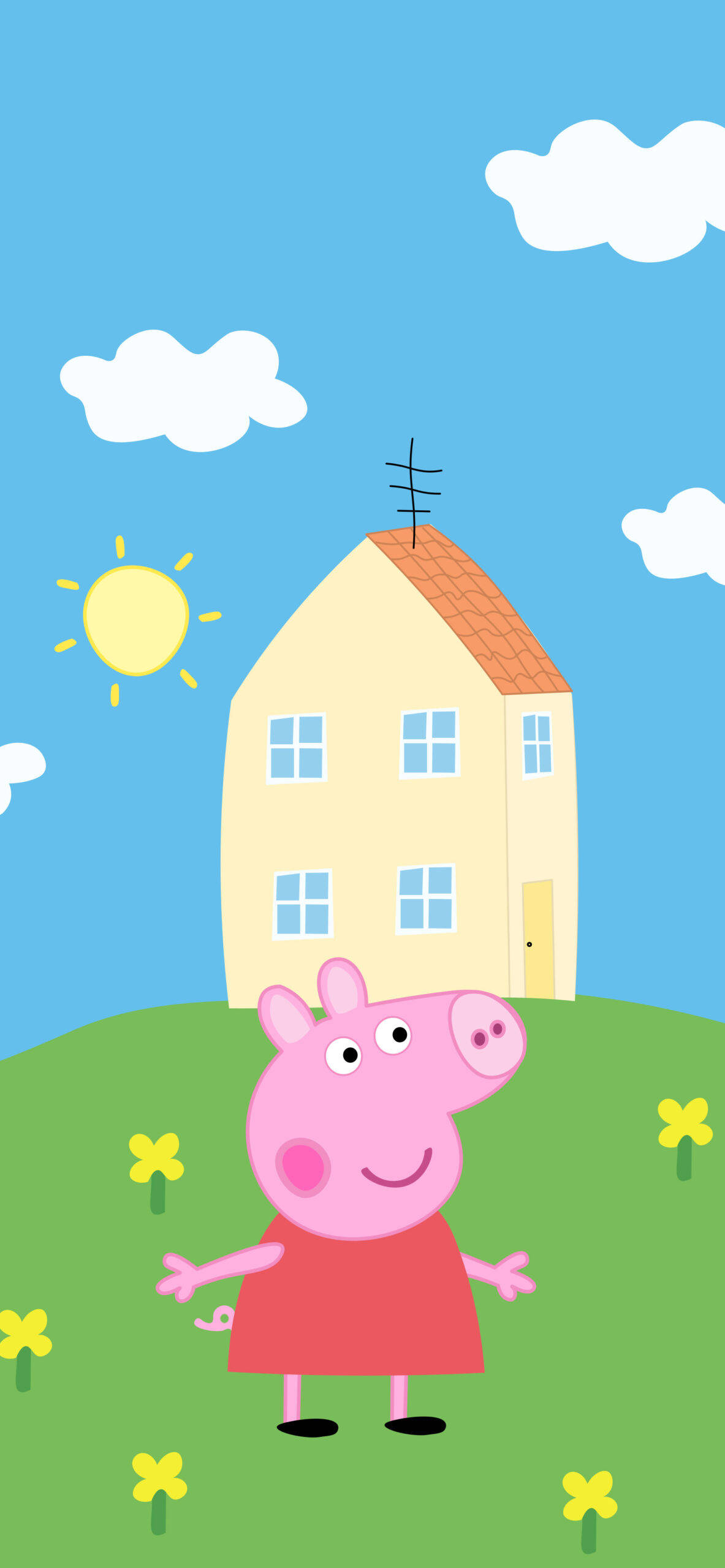 Peppa Pig iPhone ทุ่งดอกไม้ วอลเปเปอร์