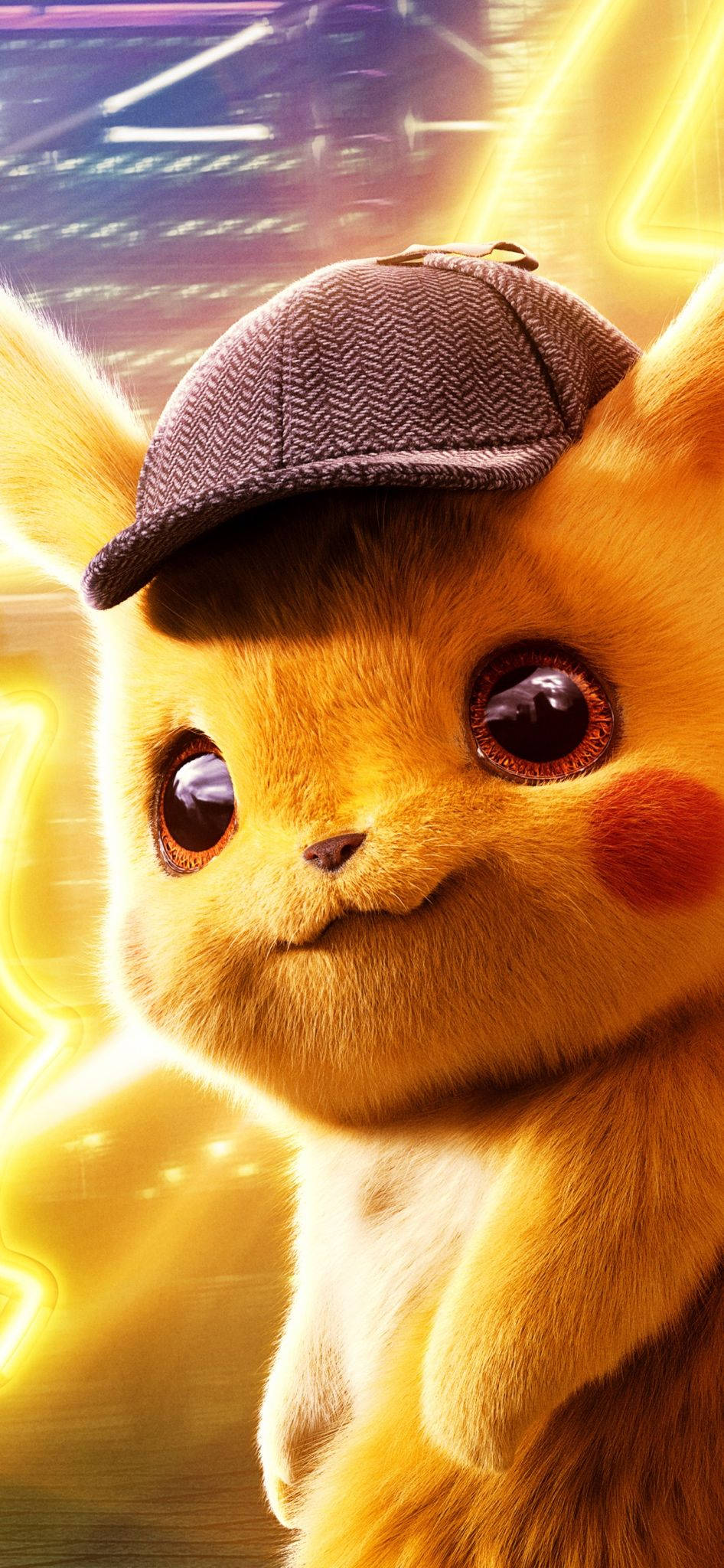 Pikachu นักสืบ พร้อมไฟนีออนสีเหลือง วอลเปเปอร์