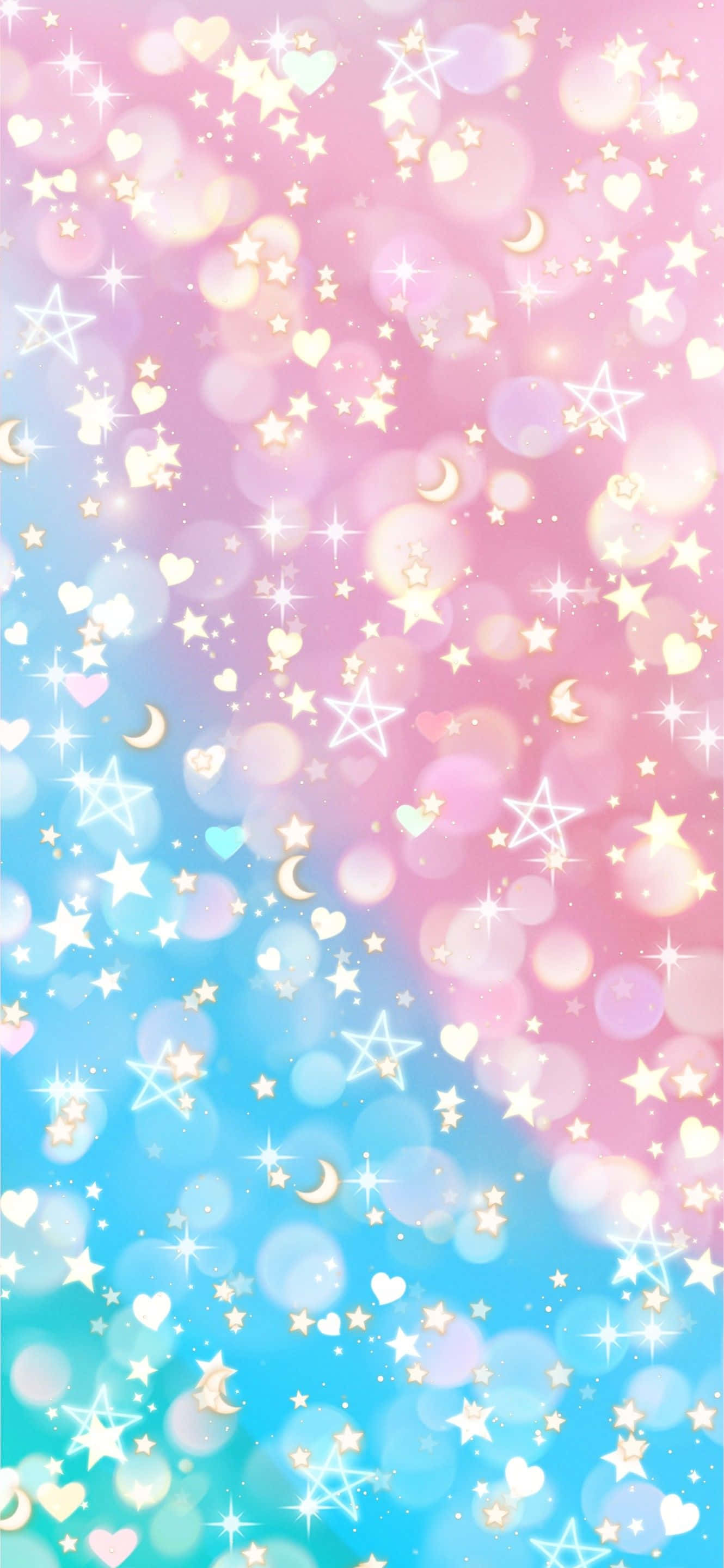 Pink And Blue Cute Stars Digital Art วอลเปเปอร์