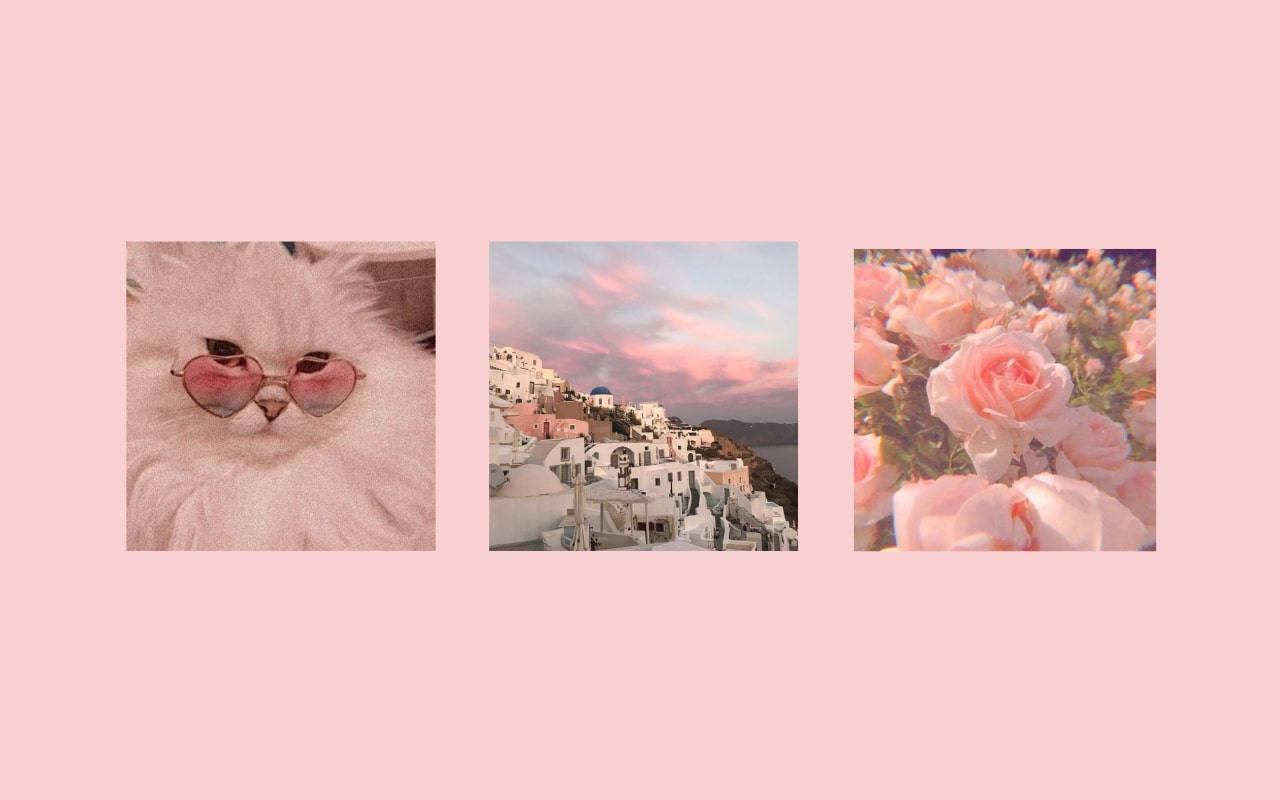 แล็ปท็อปสีชมพูน่ารักสไตล์ Pinterest วอลเปเปอร์