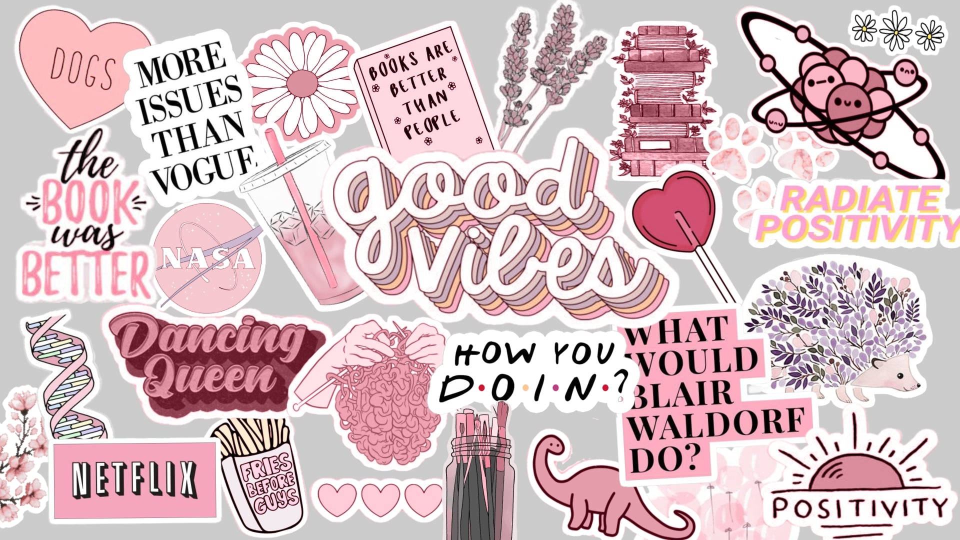 สติกเกอร์คอลลาจจาก Pinterest สำหรับแล็ปท็อป วอลเปเปอร์