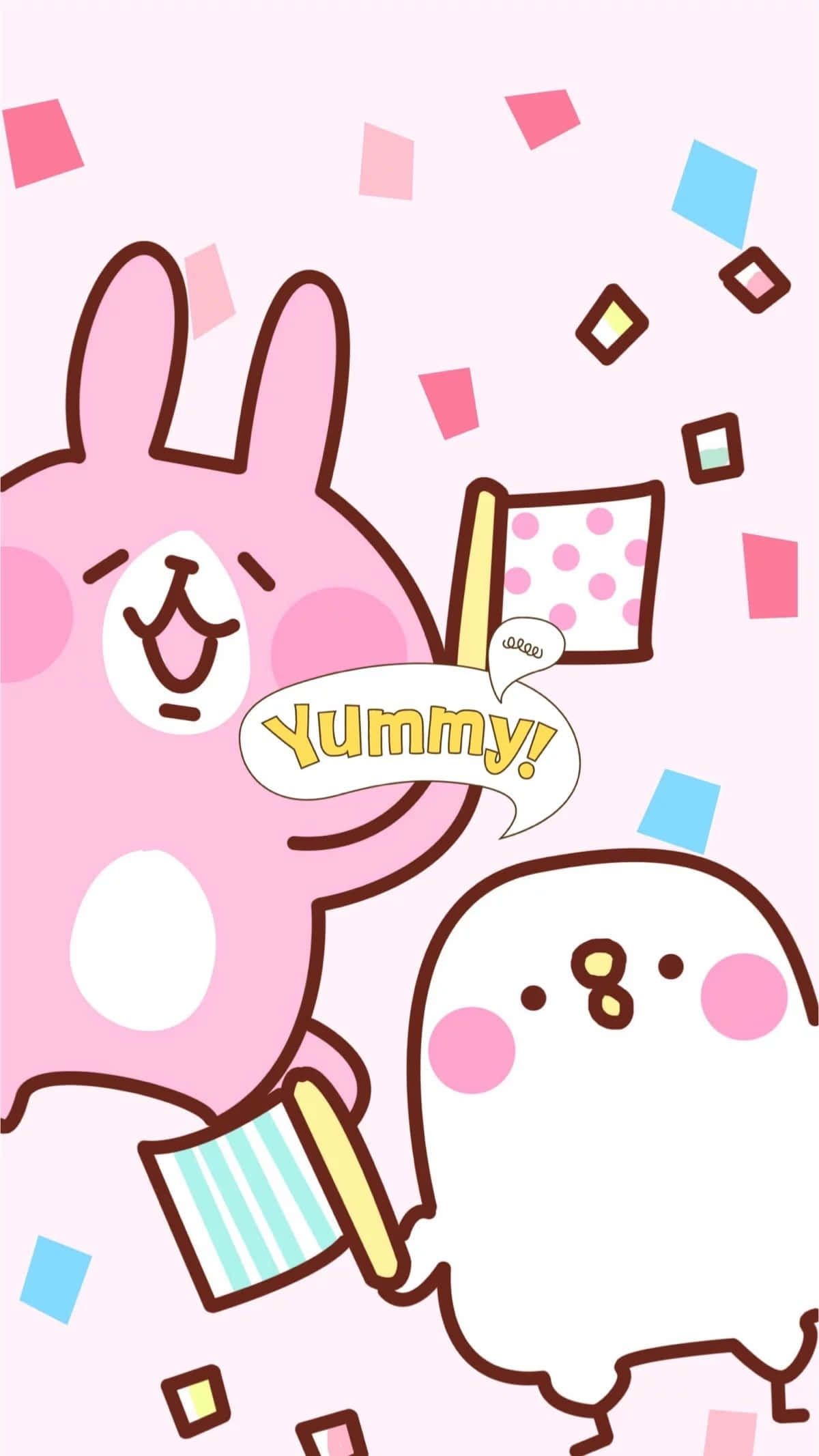 สติกเกอร์ไลน์น่ารัก Piske และ Usagi วอลเปเปอร์