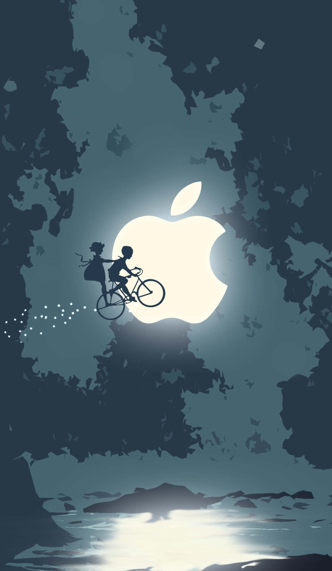 พื้นหลัง Pixel 3 โลโก้ Apple และจักรยานบินได้ วอลเปเปอร์