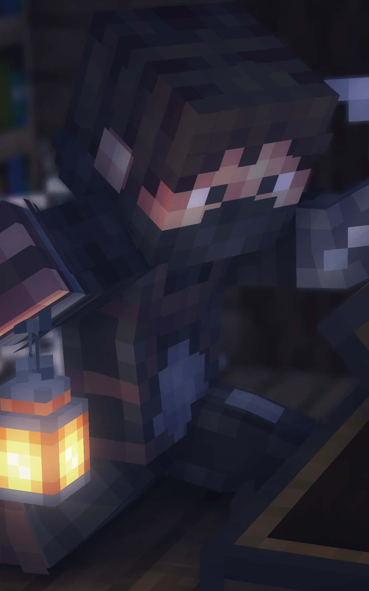 ผู้เล่นสวมหน้ากาก Pixel 3 พื้นหลัง Minecraft วอลเปเปอร์
